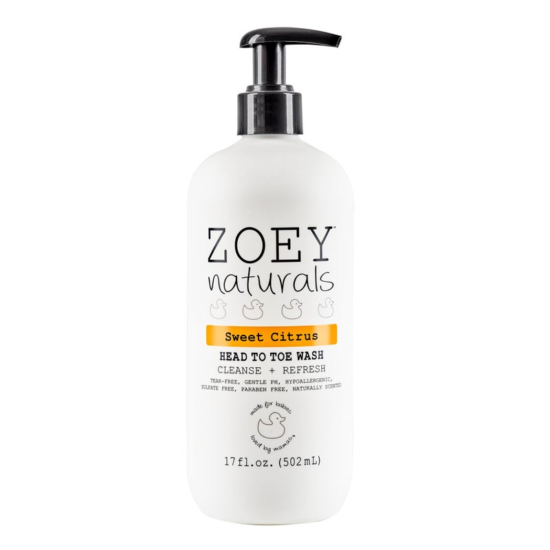 Absolutely Natural Zoey Naturals Sweet Citrus Baby Wash & Shampoo, Made For Sensitive Skin, Tear-free, Paraben-Free, All Natural, Made in the USA - Image 1